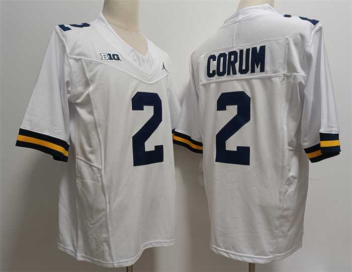 Mens Michigan Wolverines #2 CORUM White 2023 F.U.S.E. Stitched Jersey